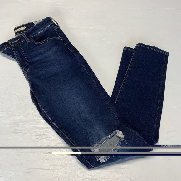 Levis 721 Jeans Women's Sz. 28 Blue High Rise Skinny Ripped Distressed - Picture 12 of 13